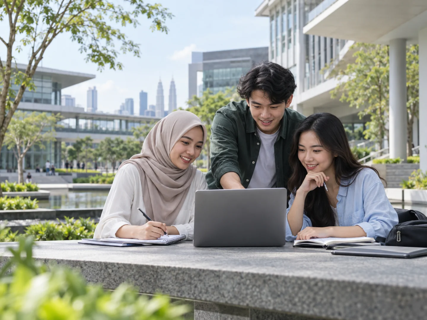 University students collaborating on a project